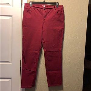 Burgundy denim jeans
